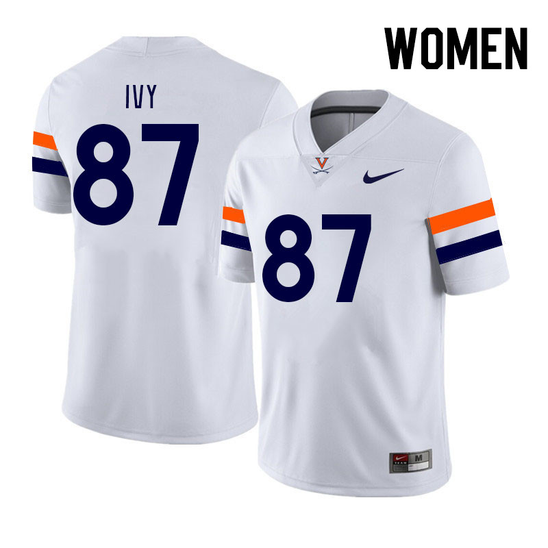 Women #87 Titus Ivy Virginia Cavaliers College Football Jerseys Stitched Sale-White - Click Image to Close